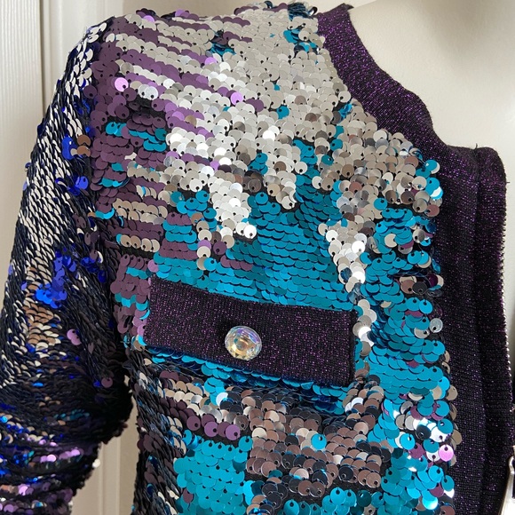 Michael Simon Allover Sequins Jacket Petite Medium - Picture 5 of 13